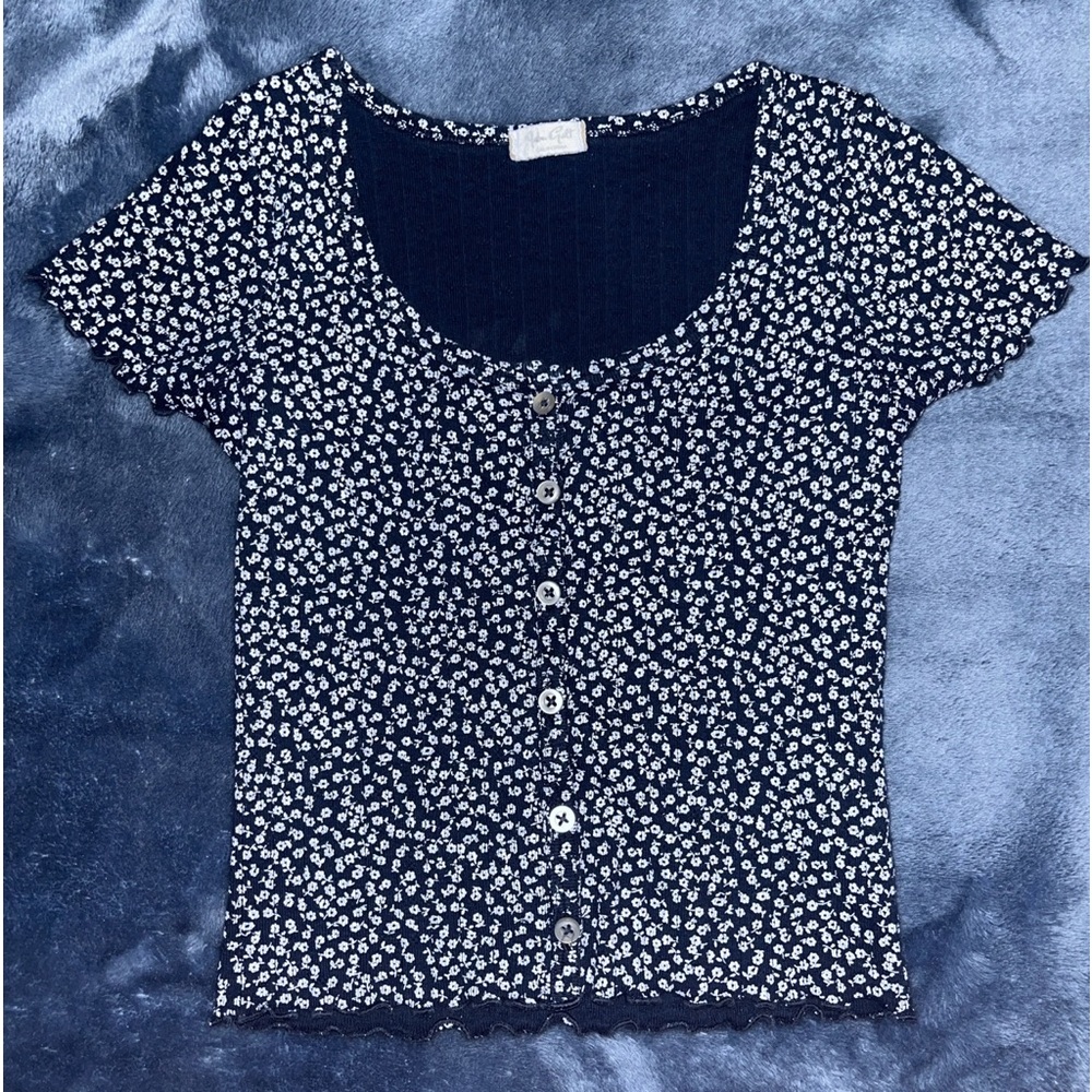 Floral button up Baby Tee